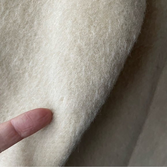 Vintage Surrey Classics Mohair Cotton Cream Pea Coat Double Breasted Size S/M - Picture 2 of 16